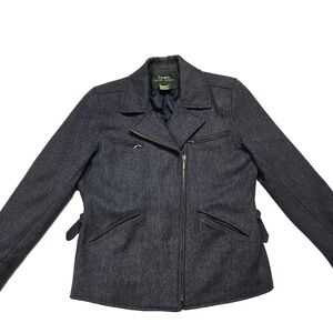 Lauren Ralph Lauren Moto Jacket Womens Size‎ 6 Blue Asymmetrical Zip Lined